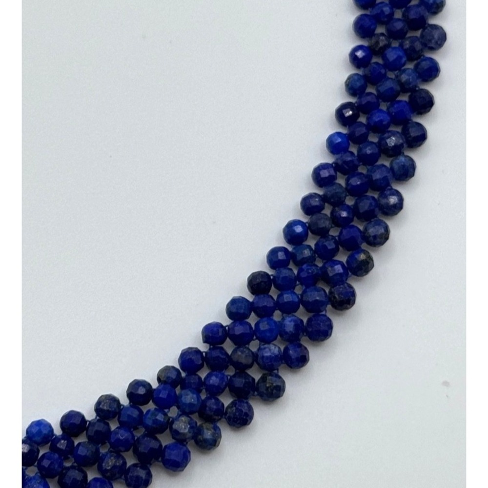 Jay King Necklace DTR Sterling Silver Faceted Lapis Woven Bead